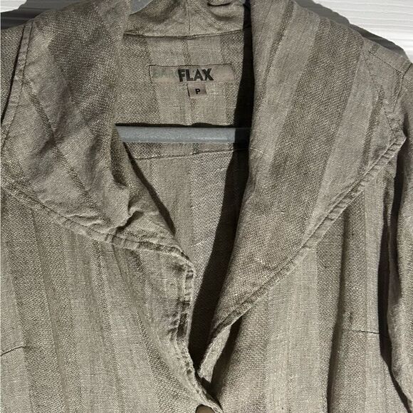 Flax Tan Linen Blazer Top Size small - Picture 9 of 9